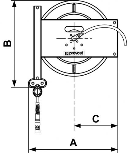 Prevost Hose Reel, 5/16 Hose Dia., 40 ft. Length, 175 psi DPF 0812ES